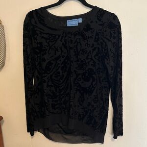 Simply Vera Vera Wang Black Burnout Velvet Long-Sleeve Top